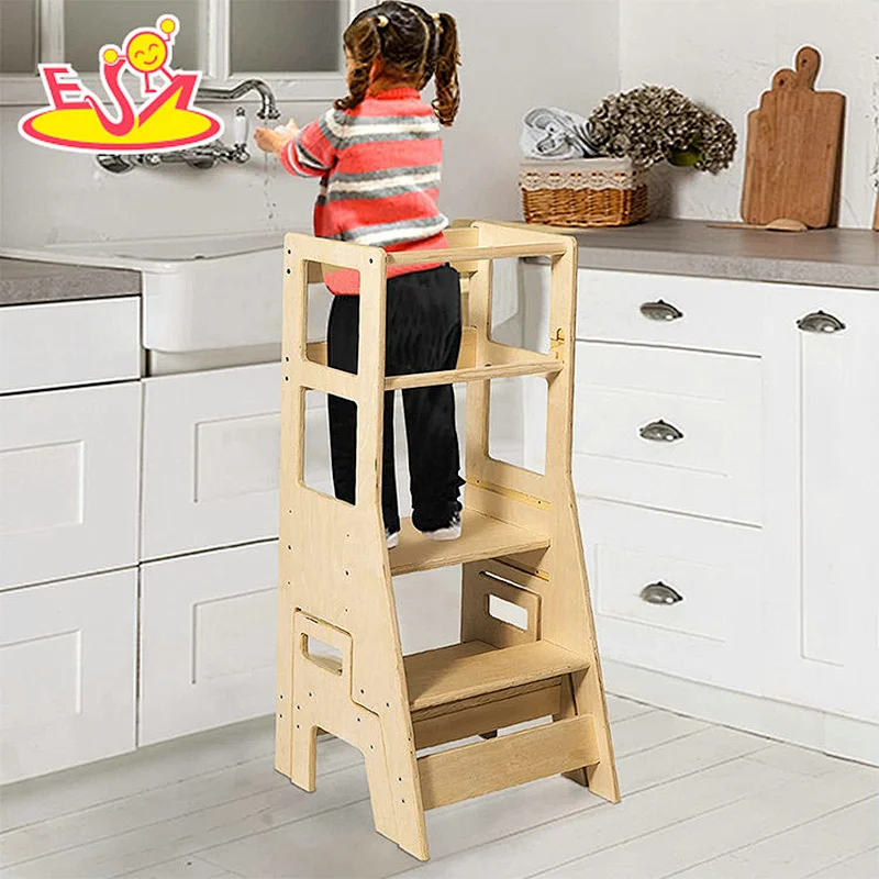 Montessori Height Adjustable 2 In 1 Wooden Kitchen Helper Tower For Kids W08G394